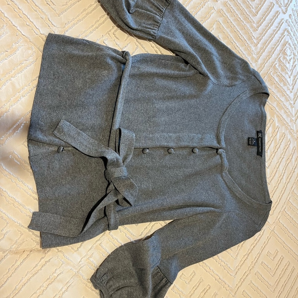 INC International Concepts Gray Ribbed Cardigan